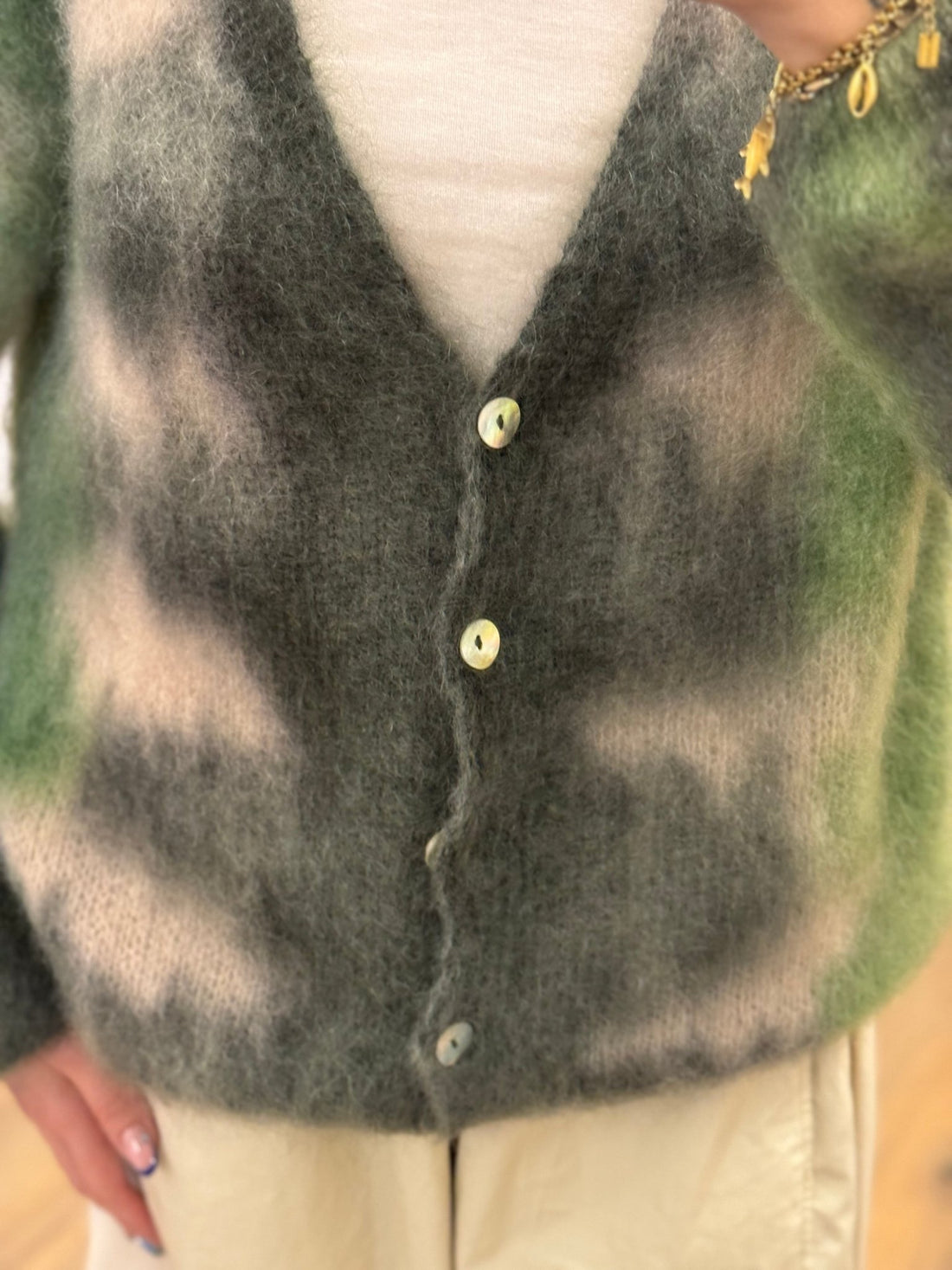 Gilet en mohair Willy vert - Léone
