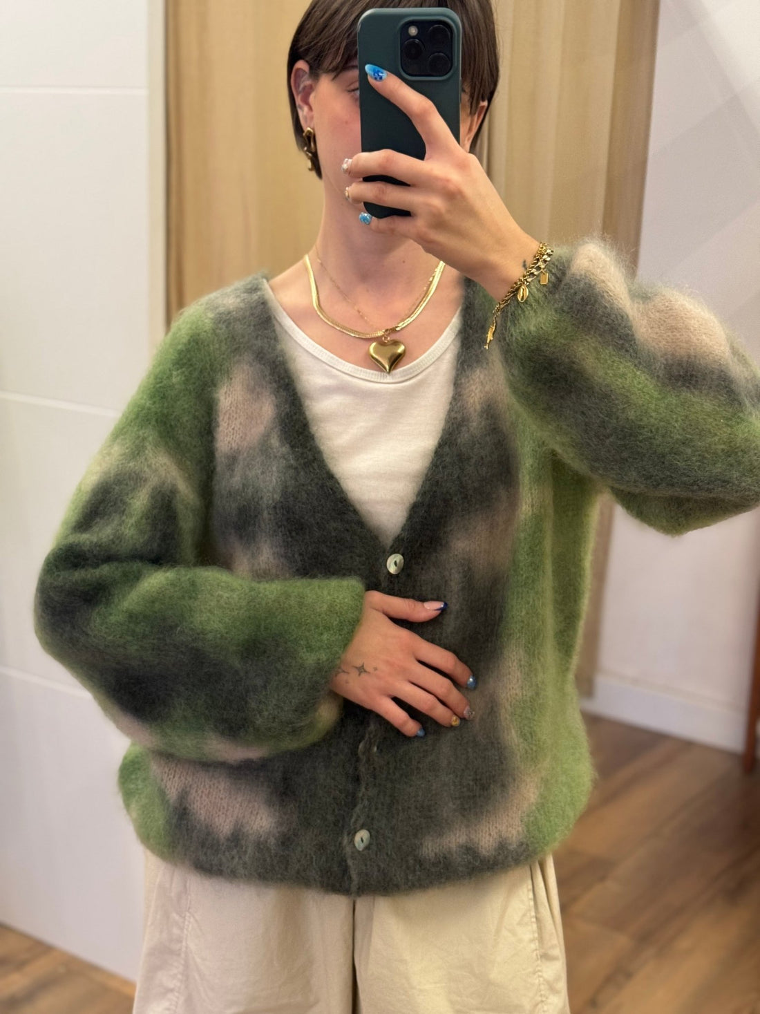 Gilet en mohair Willy vert - Léone