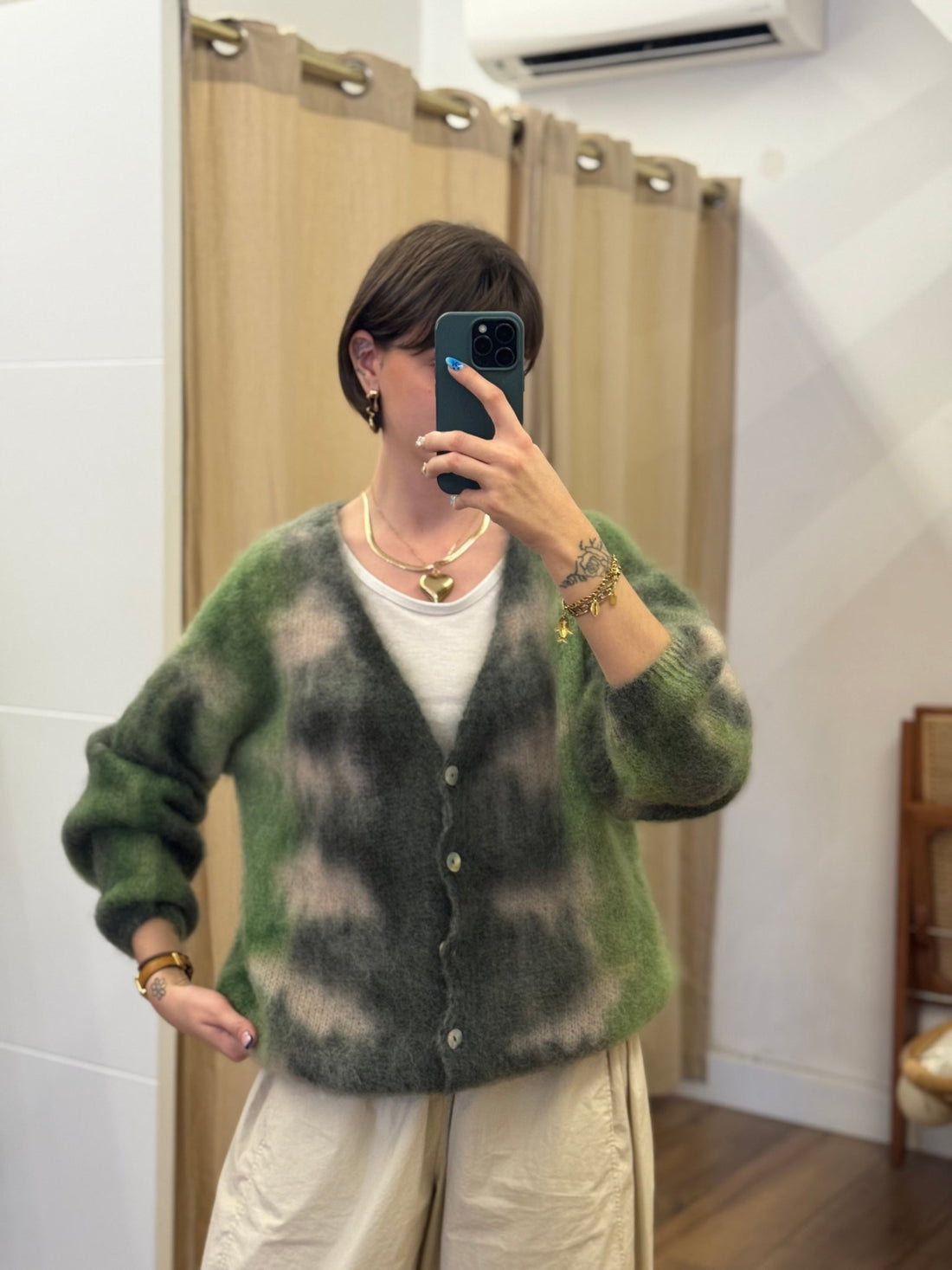 Gilet en mohair Willy vert - Léone
