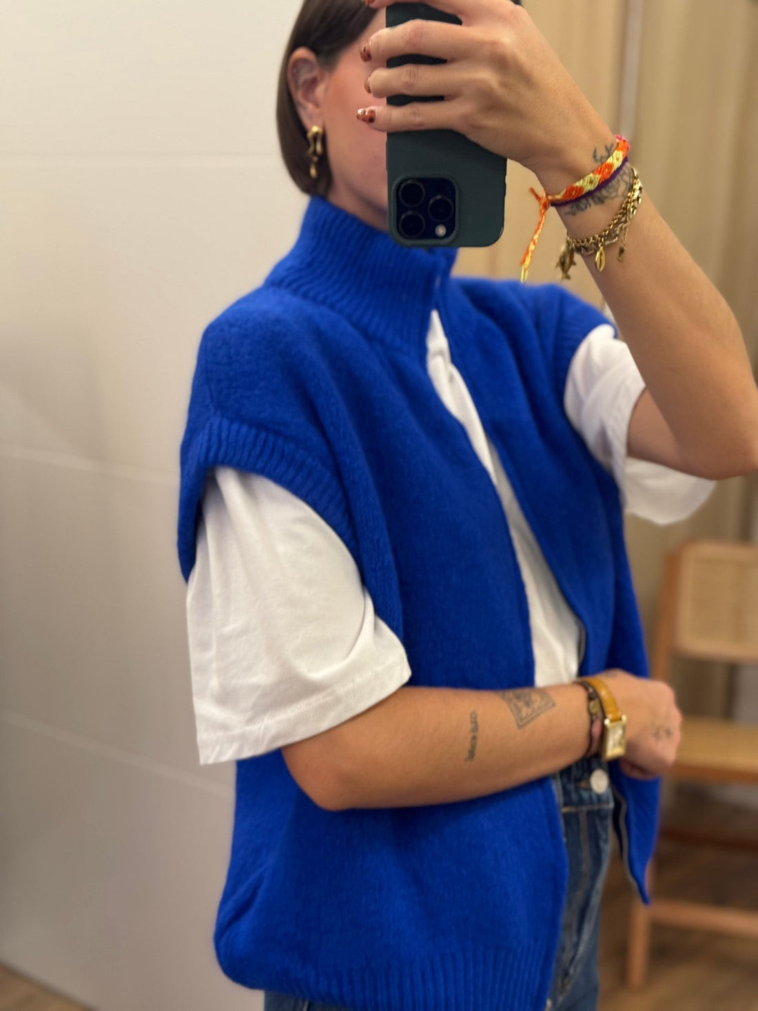 Gilet kezian bleu - Léone