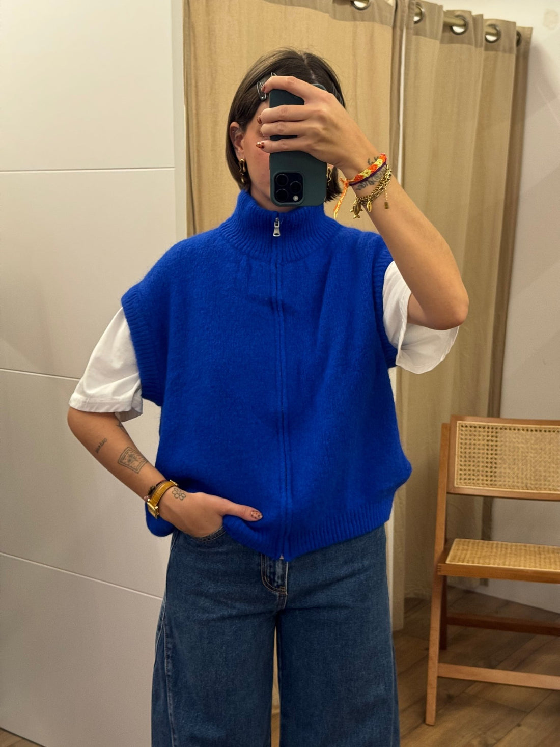 Gilet kezian bleu - Léone