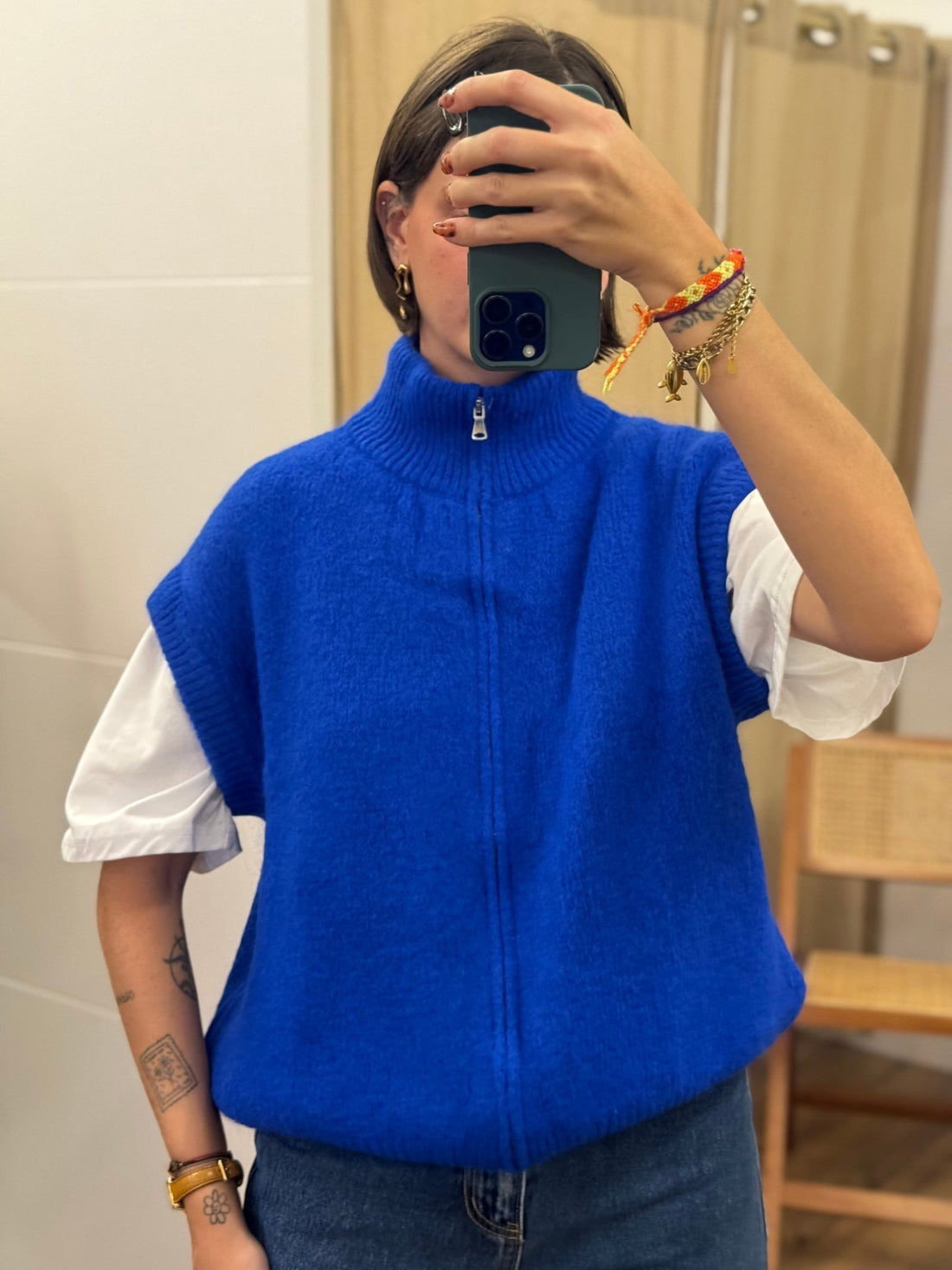 Gilet kezian bleu - Léone