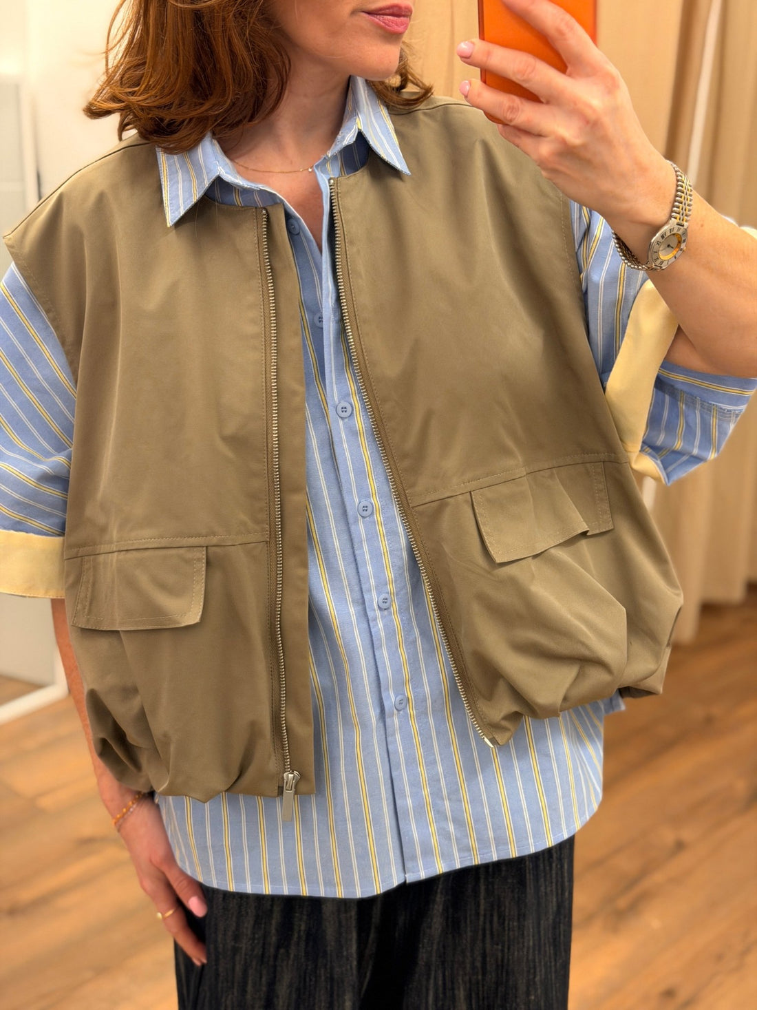 Gilet Perdita taupe - Léone