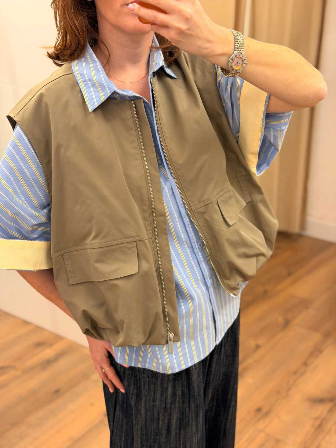 Gilet Perdita taupe - Léone