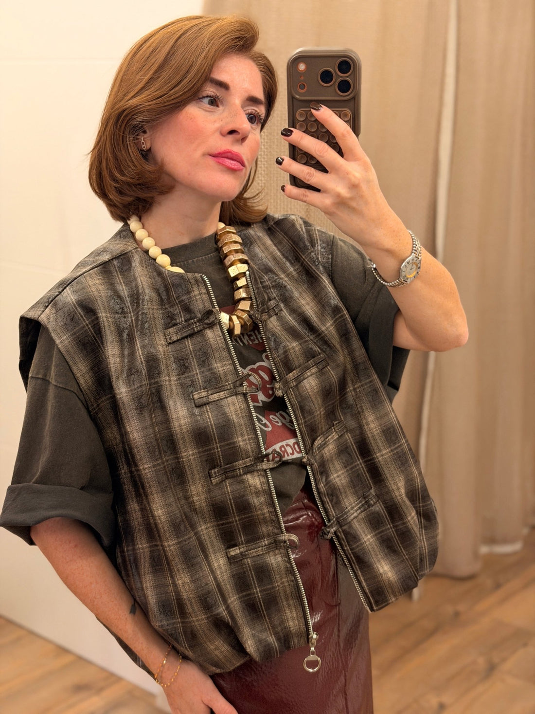 Gilet sans manches Mika marron - Léone