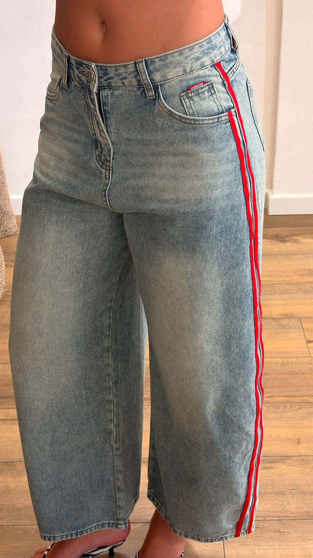 Jean bleu bandes rouges - Léone