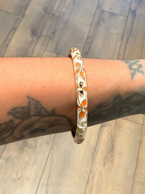 Jonc floral blanc et orange - Léone