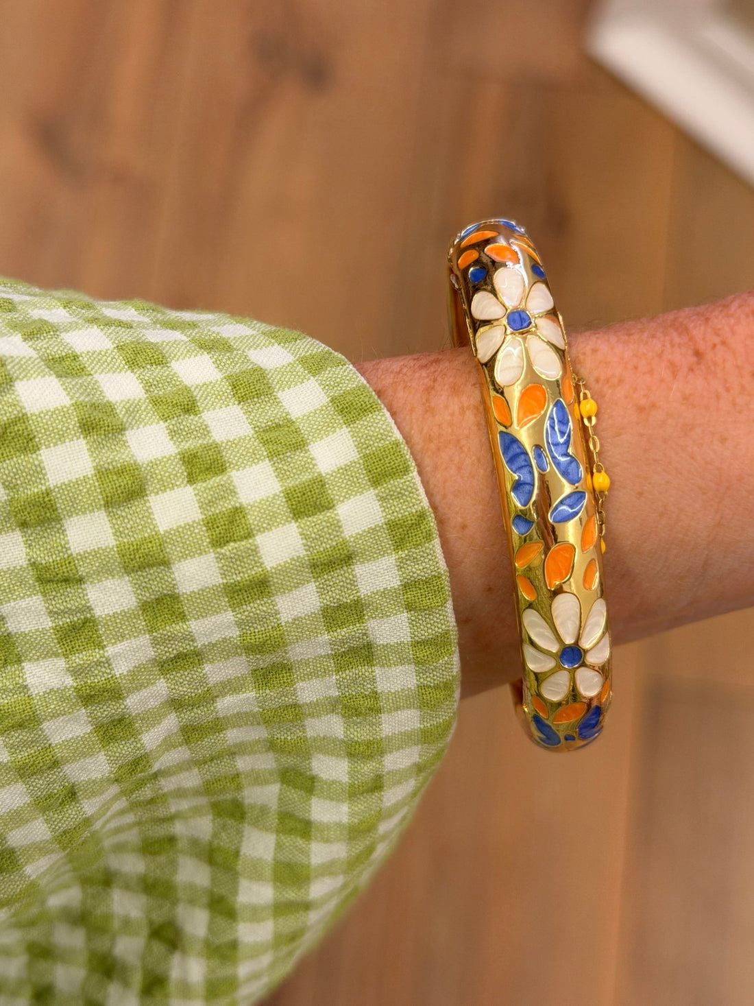 Jonc floral doré lilas orange - Léone