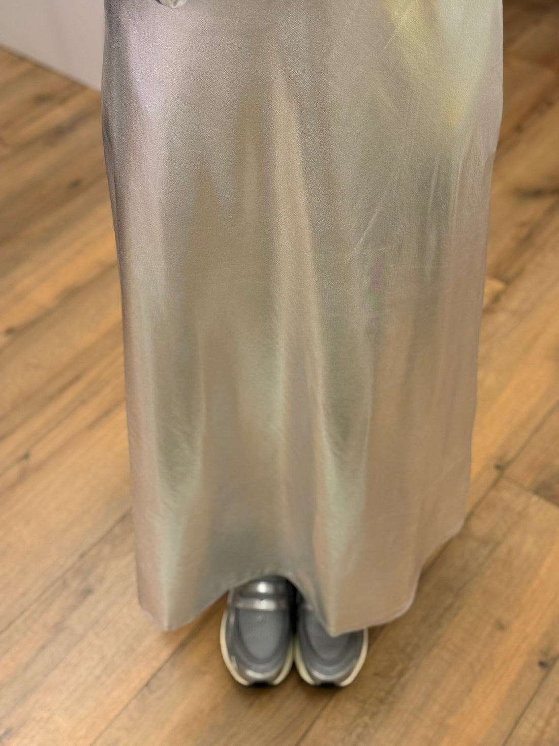 Jupe longue fluide argentee - Léone