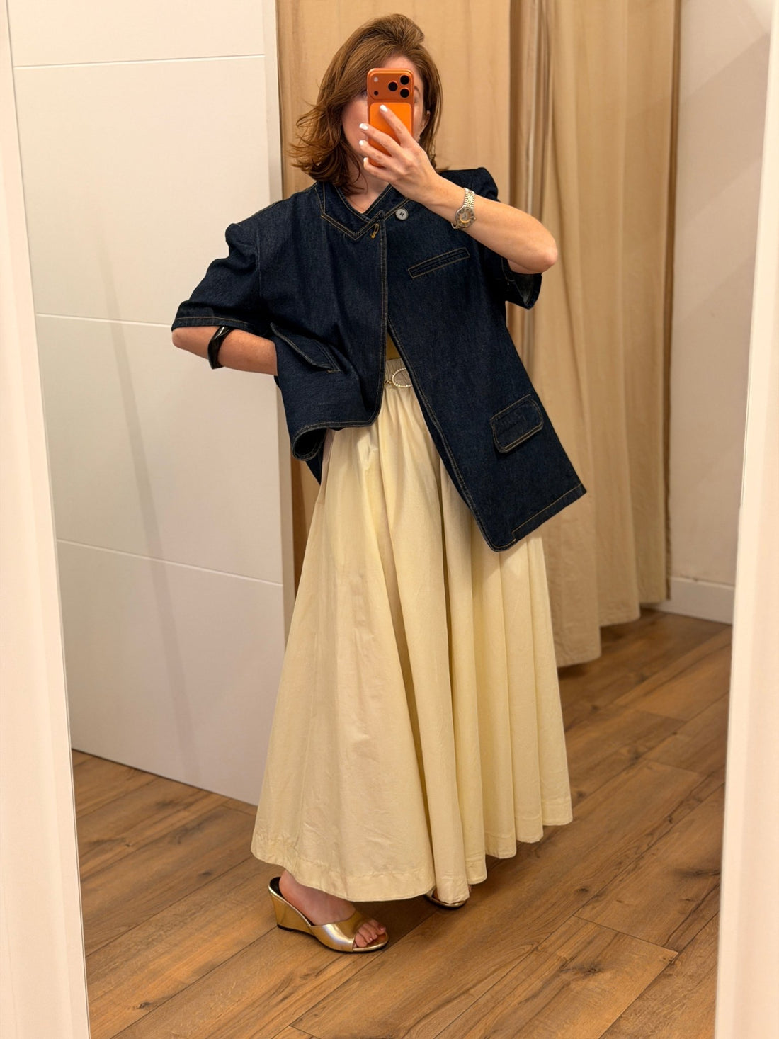 Jupe longue Sophie beige - Léone