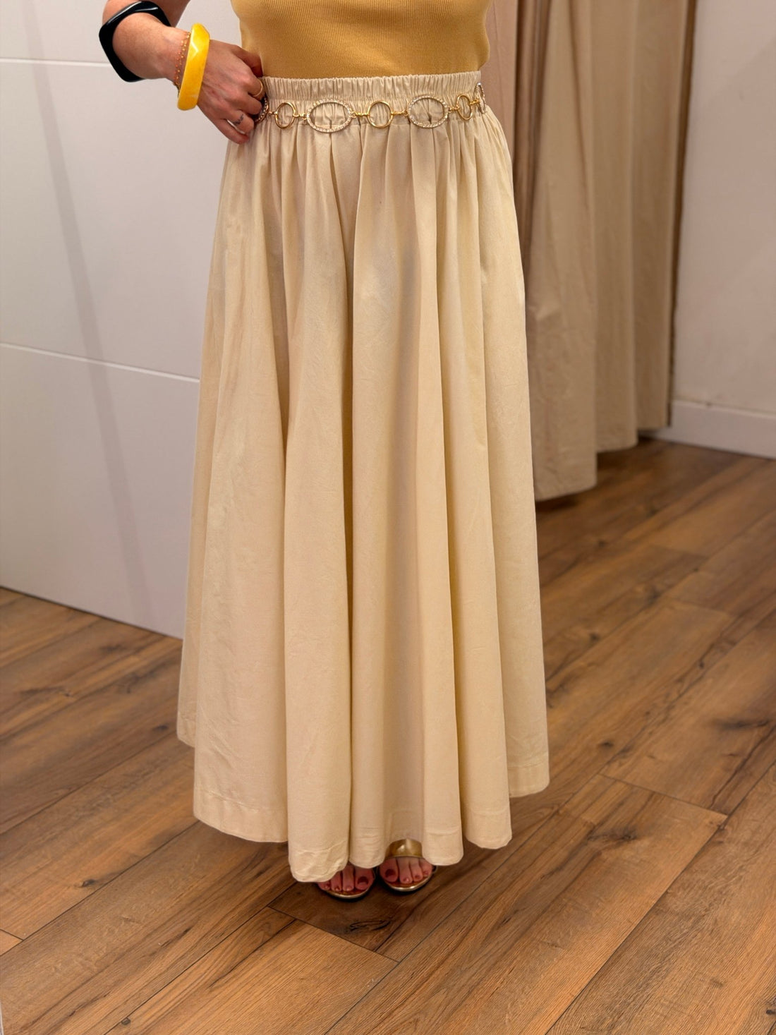 Jupe longue Sophie beige - Léone