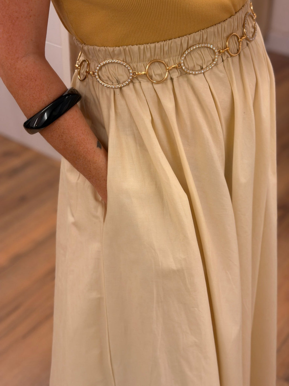 Jupe longue Sophie beige - Léone