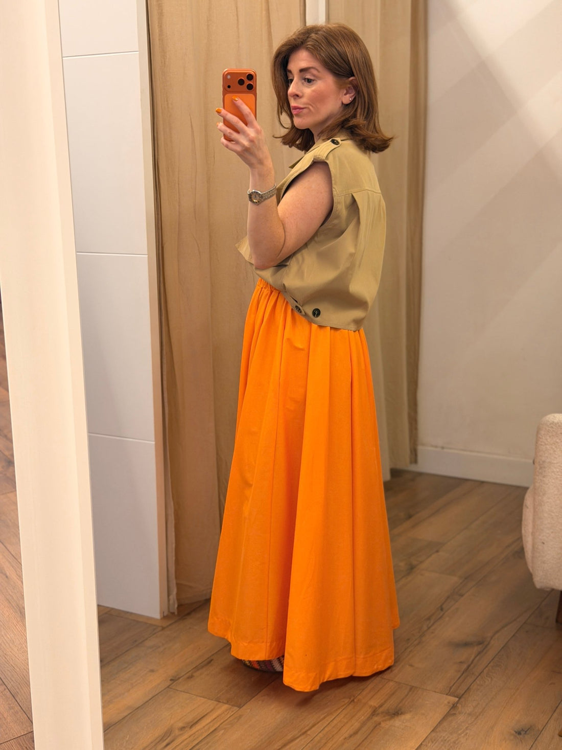 Jupe longue Sophie orange - Léone