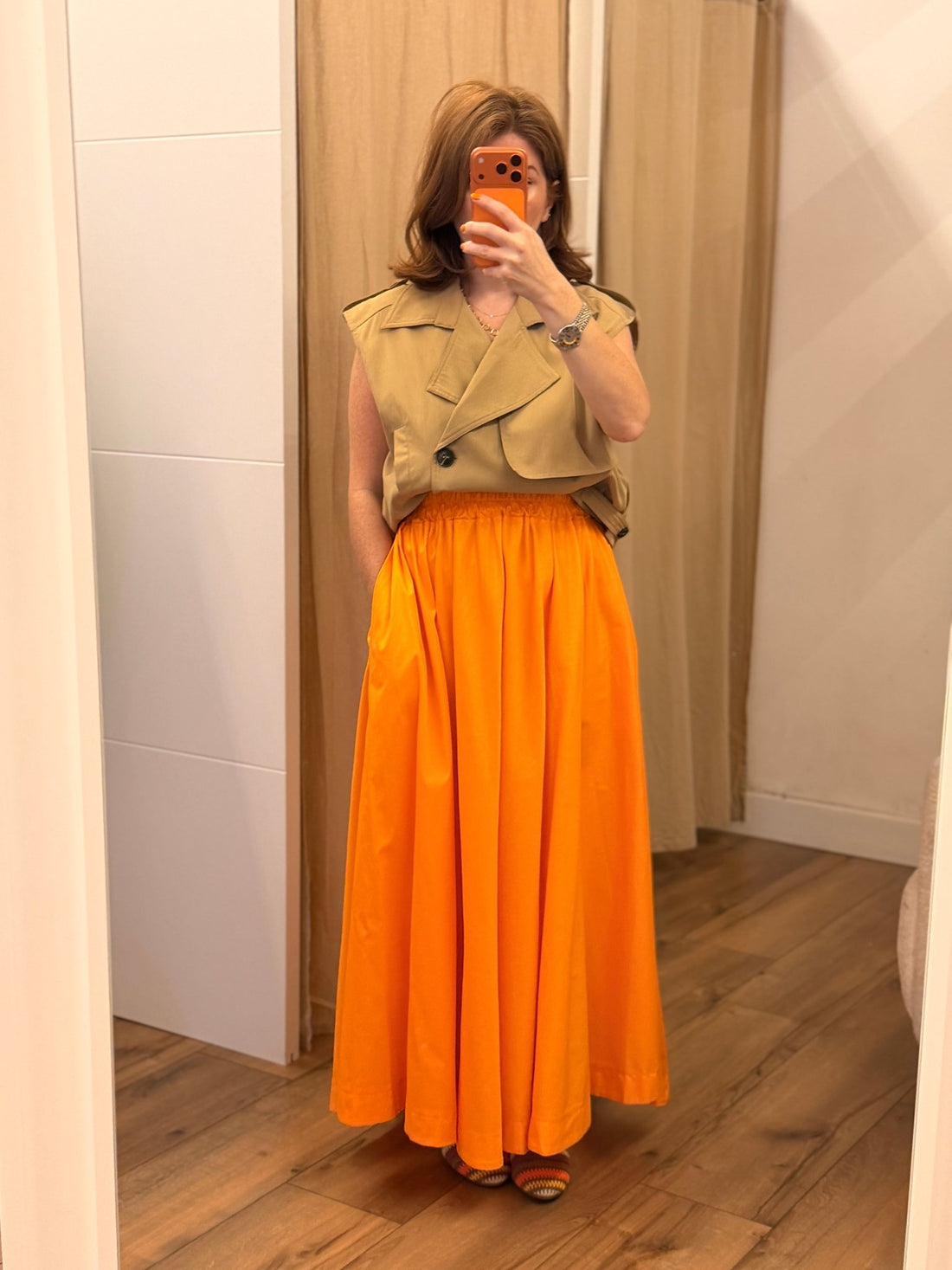 Jupe longue Sophie orange - Léone