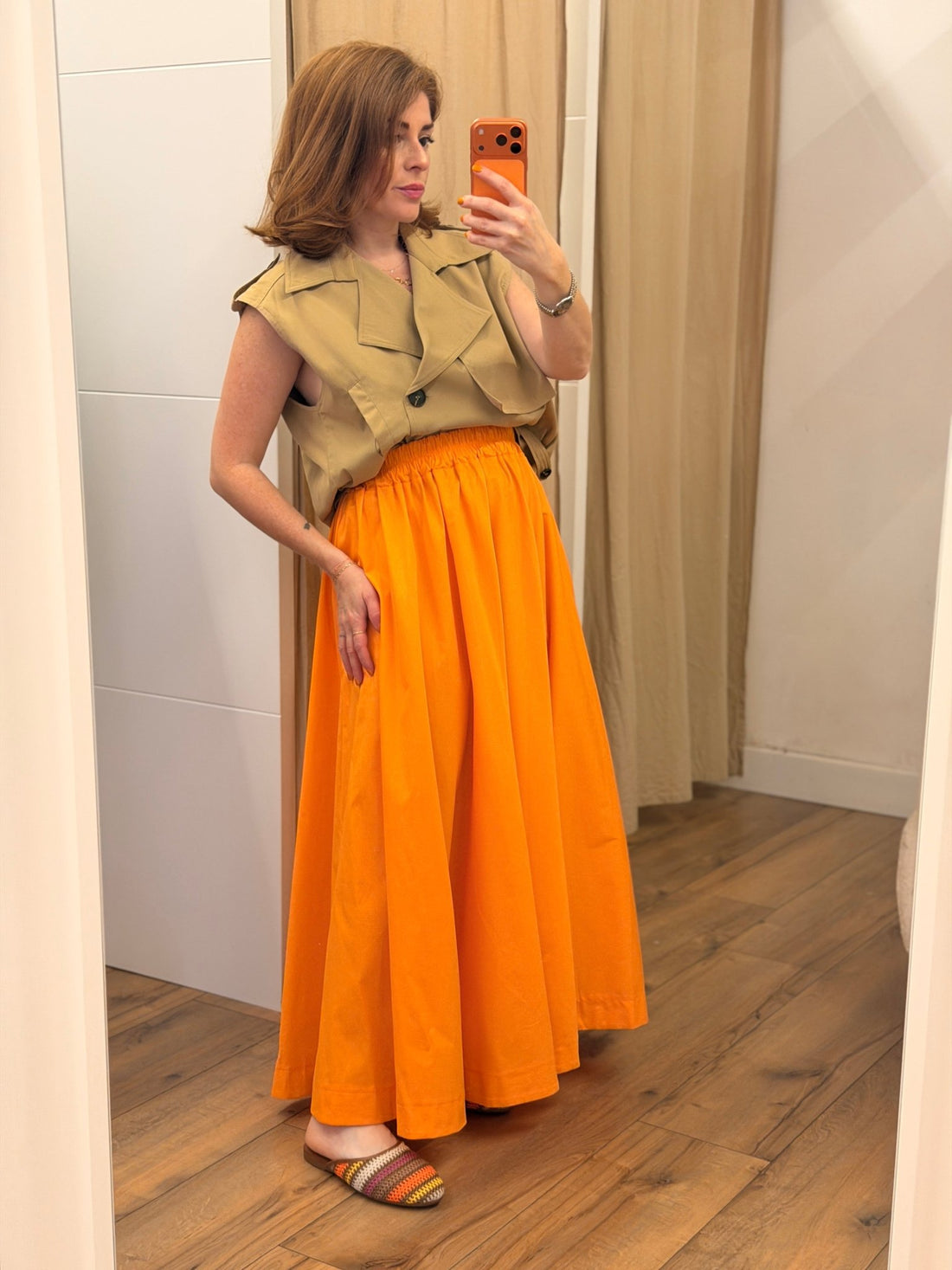 Jupe longue Sophie orange - Léone