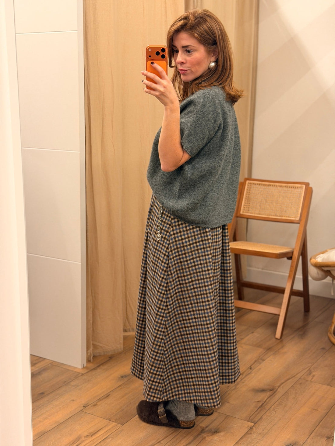 Jupe Maélyne marron/bleu - Léone