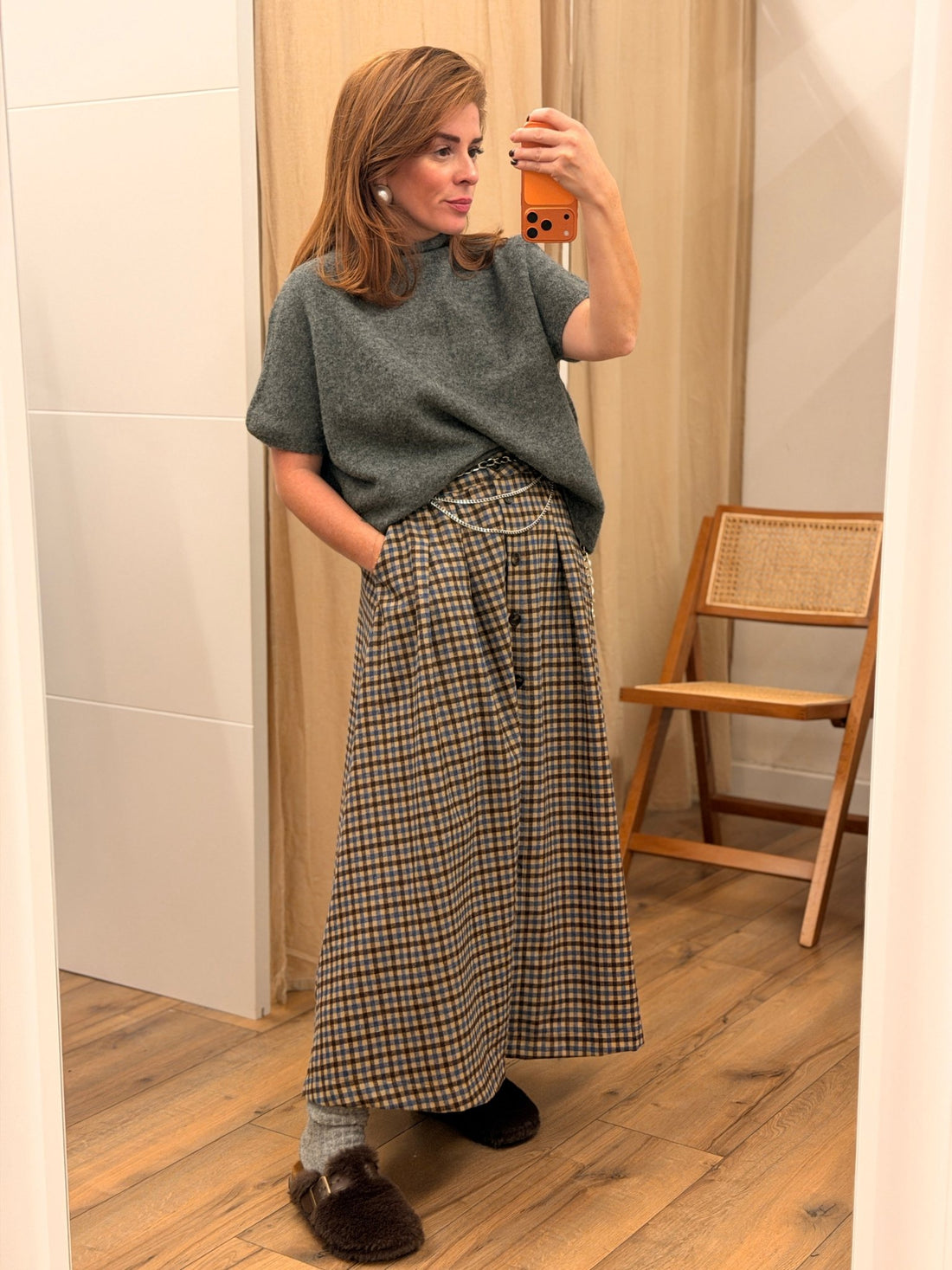 Jupe Maélyne marron/bleu - Léone