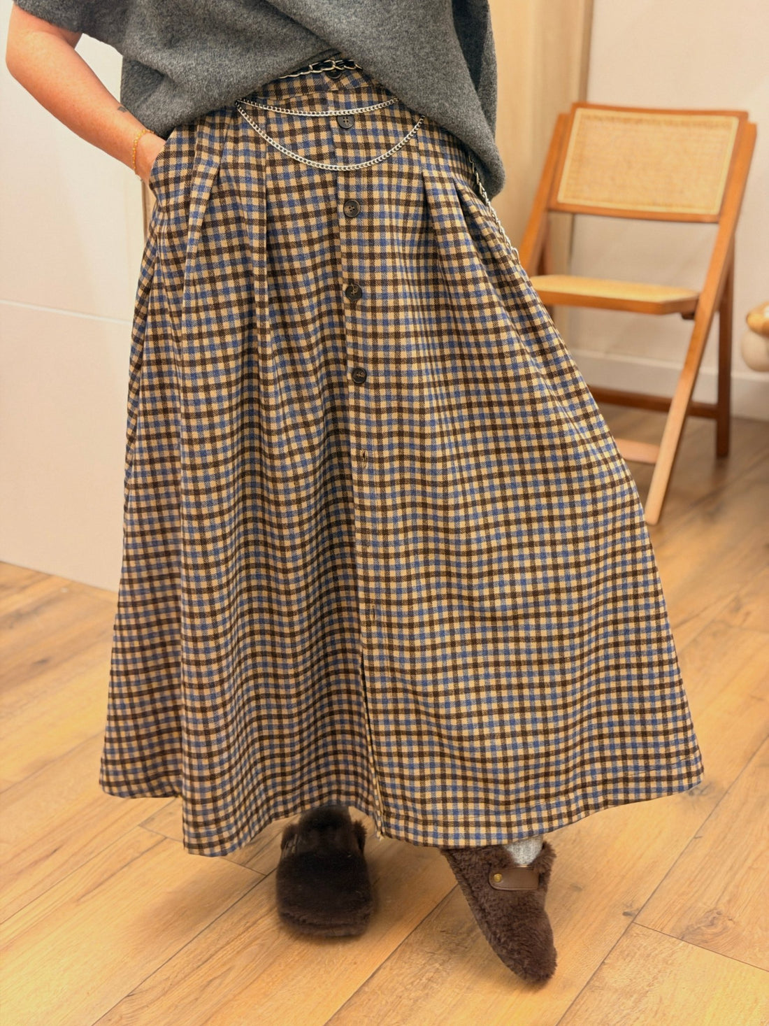 Jupe Maélyne marron/bleu - Léone