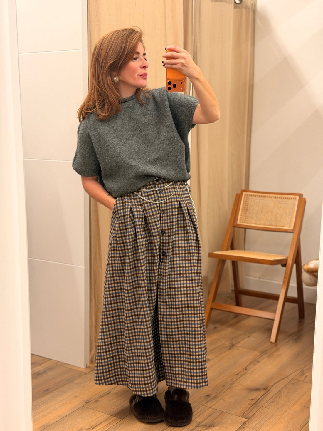 Jupe Maélyne marron/bleu - Léone