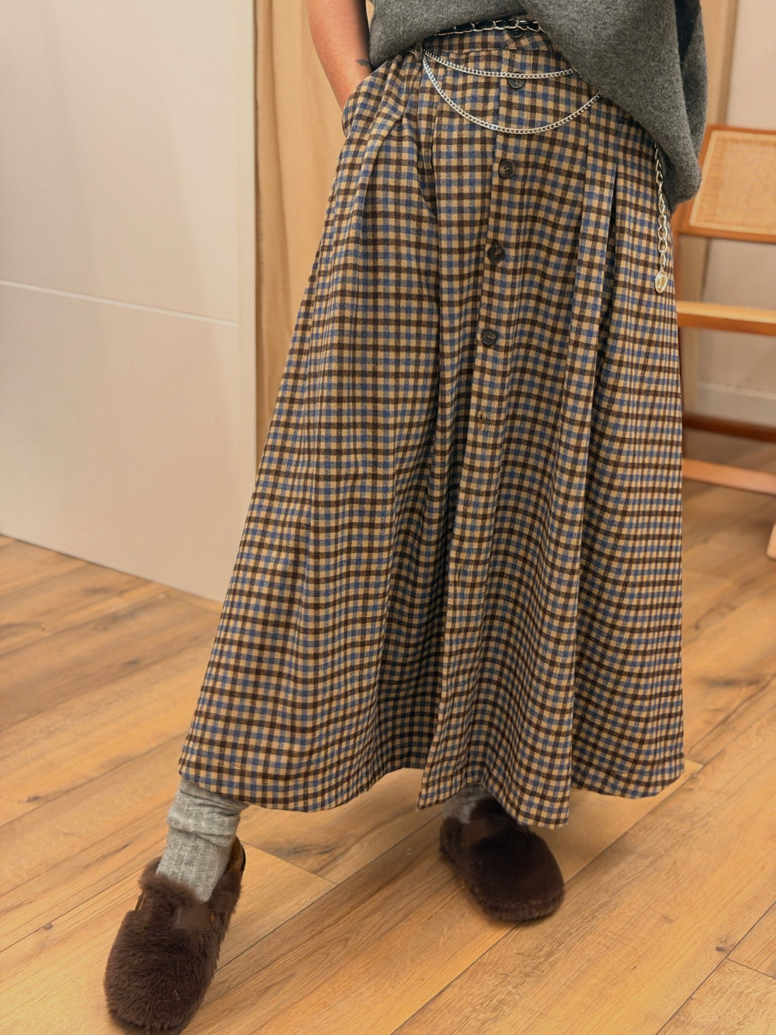 Jupe Maélyne marron/bleu - Léone