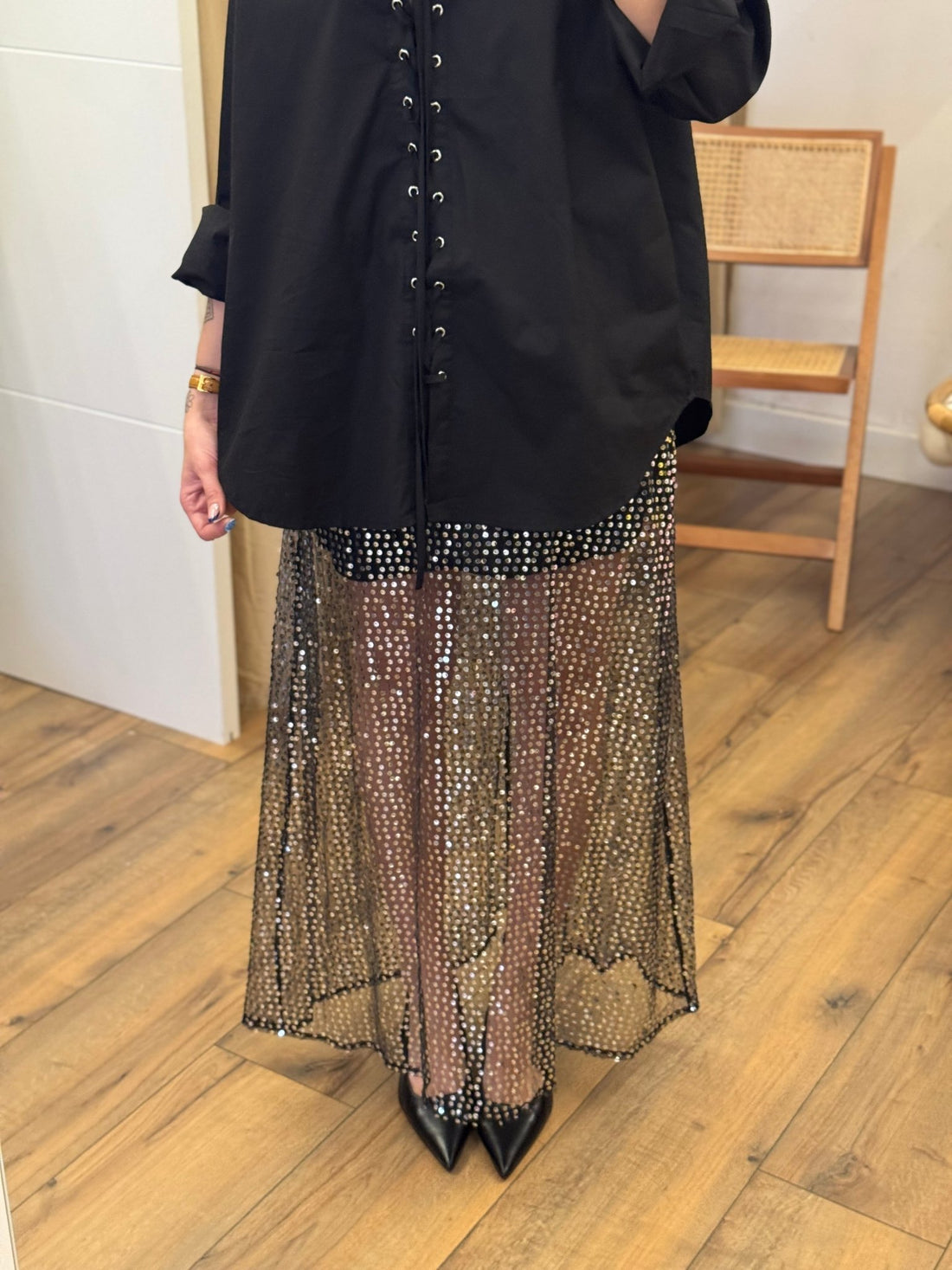 Jupe Theresa argentée - Léone