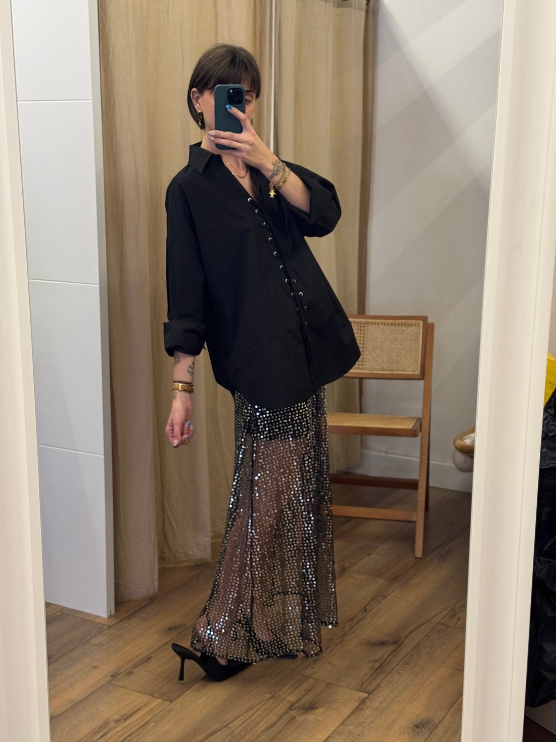 Jupe Theresa argentée - Léone