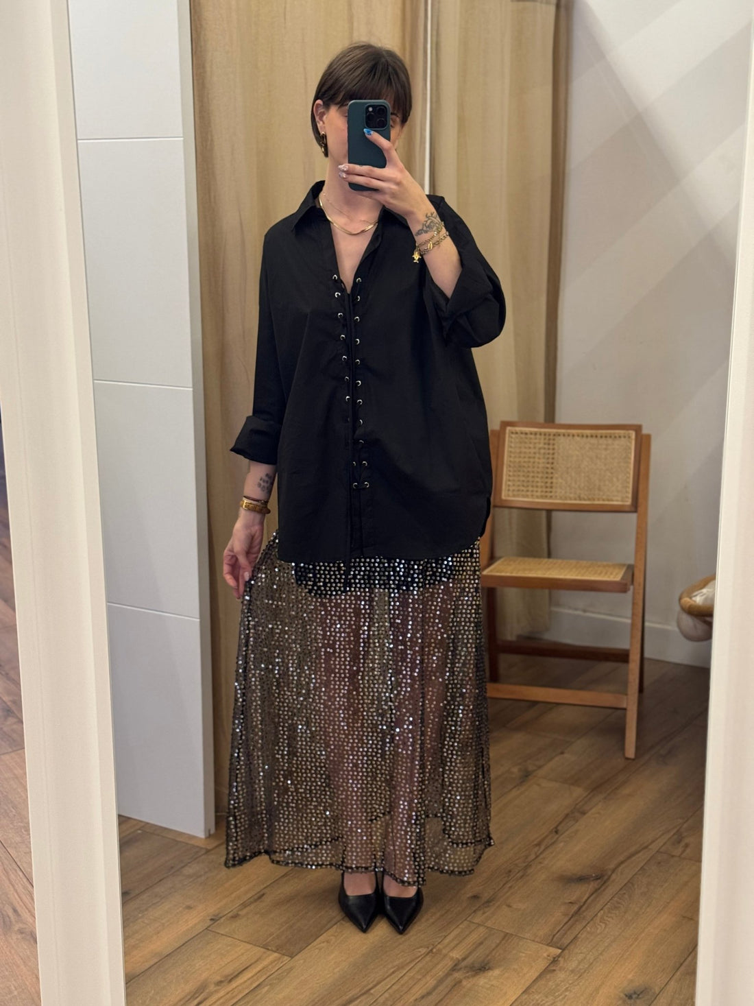 Jupe Theresa argentée - Léone