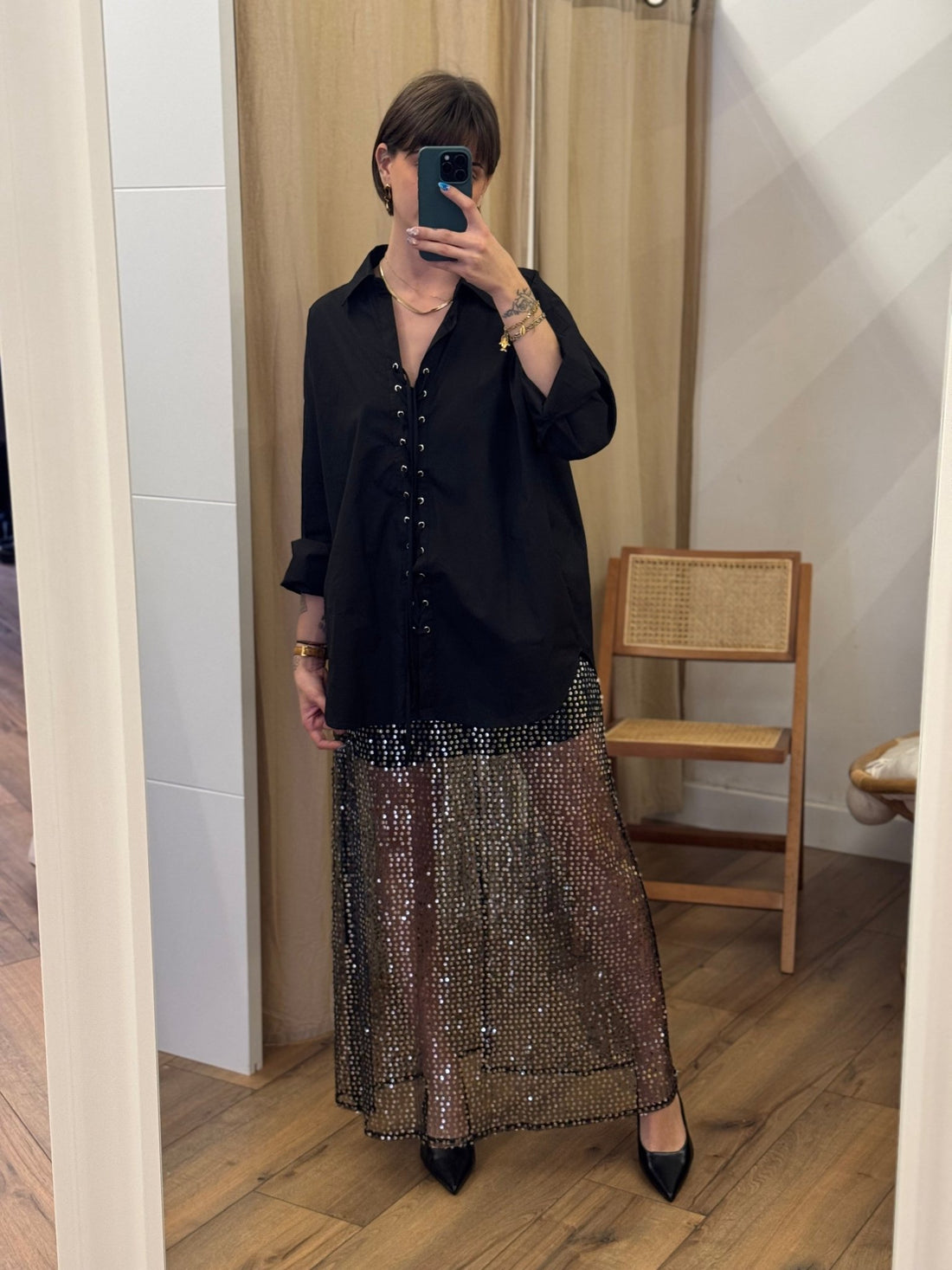 Jupe Theresa argentée - Léone