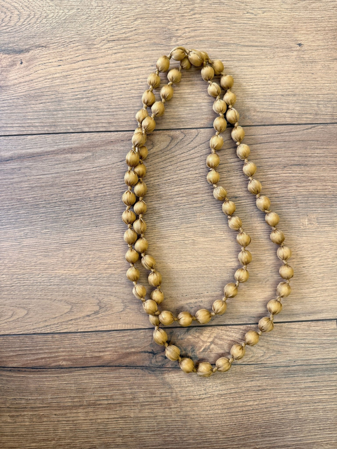 Long collier double en tissu camel - Léone