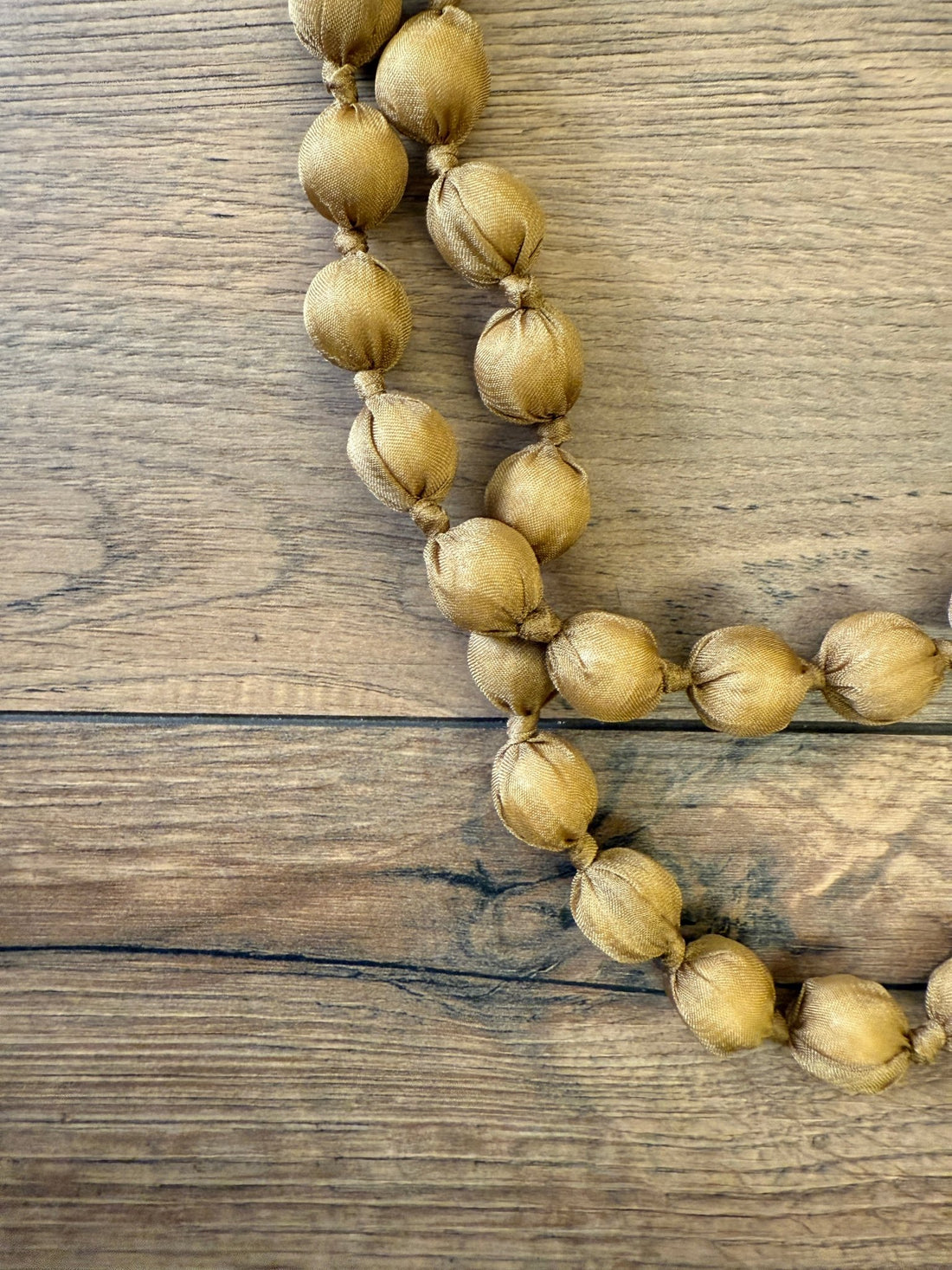 Long collier double en tissu camel - Léone