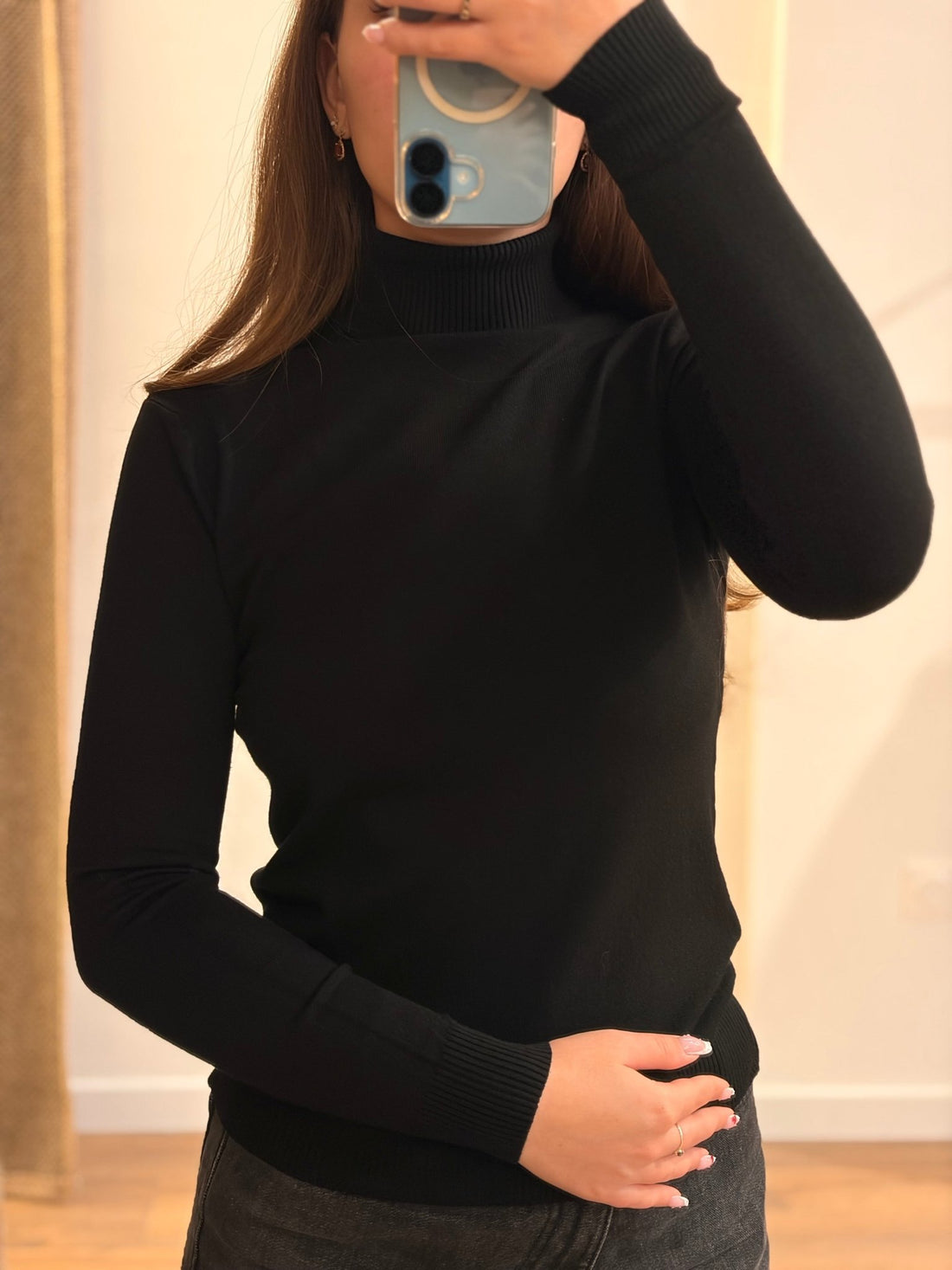 Maille fine Sassy noire - Léone