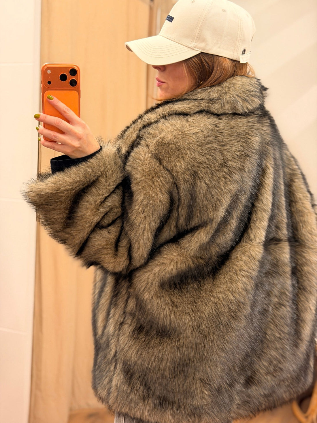 Manteau fourrure Teddy taupe - Léone