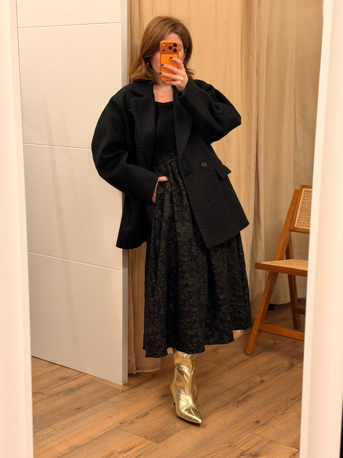 Manteau noir manches ballon - Léone