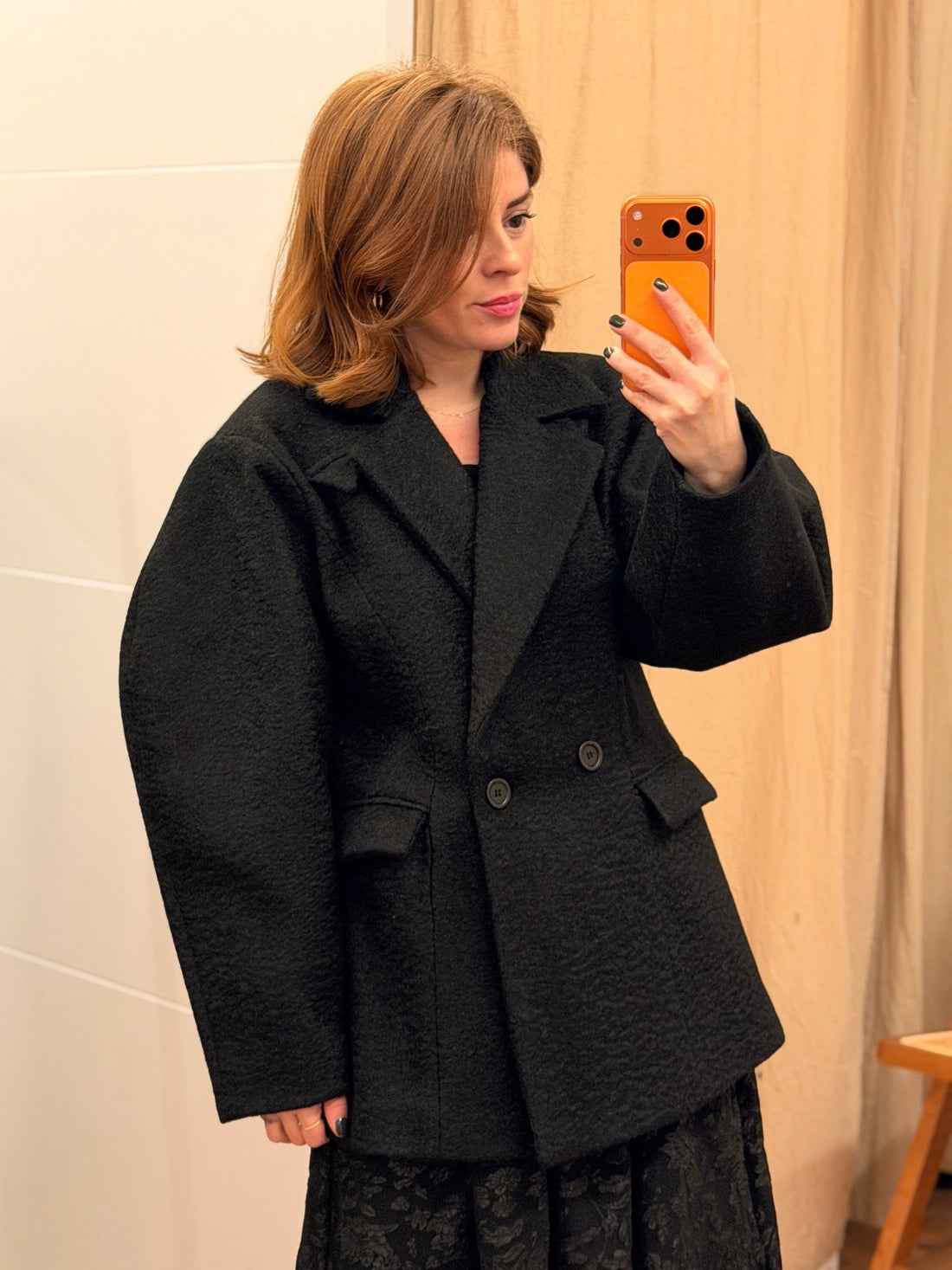 Manteau noir manches ballon - Léone