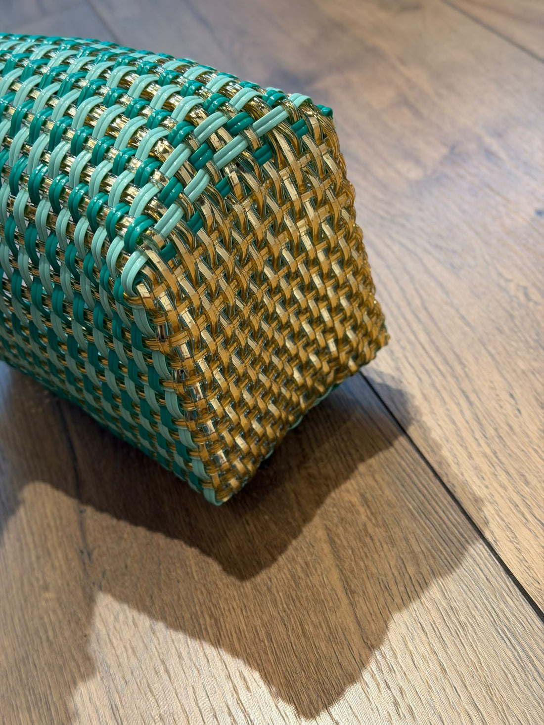 Mini cabas tissé main vert - Léone