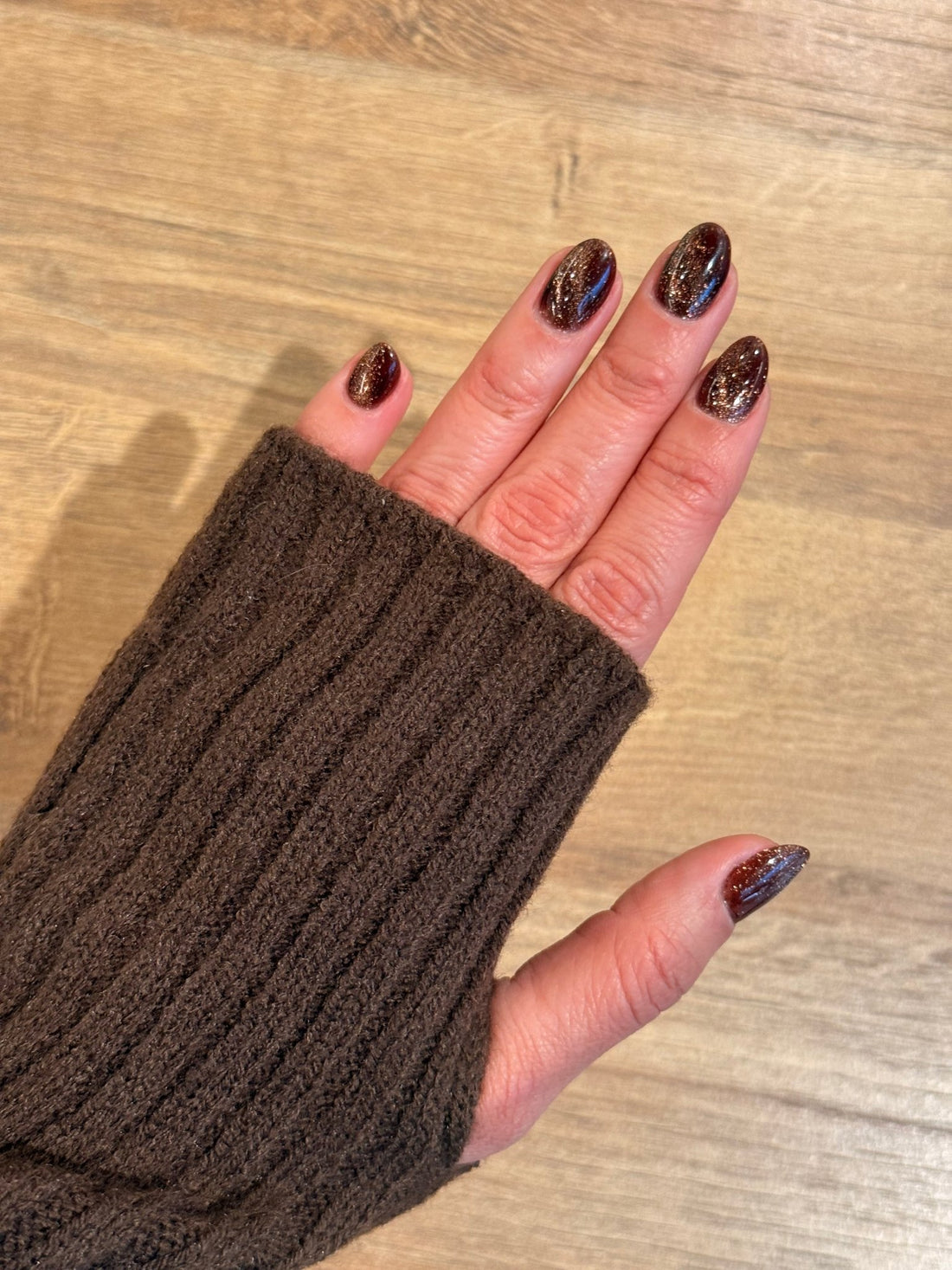 Mitaines côtelées choco - Léone