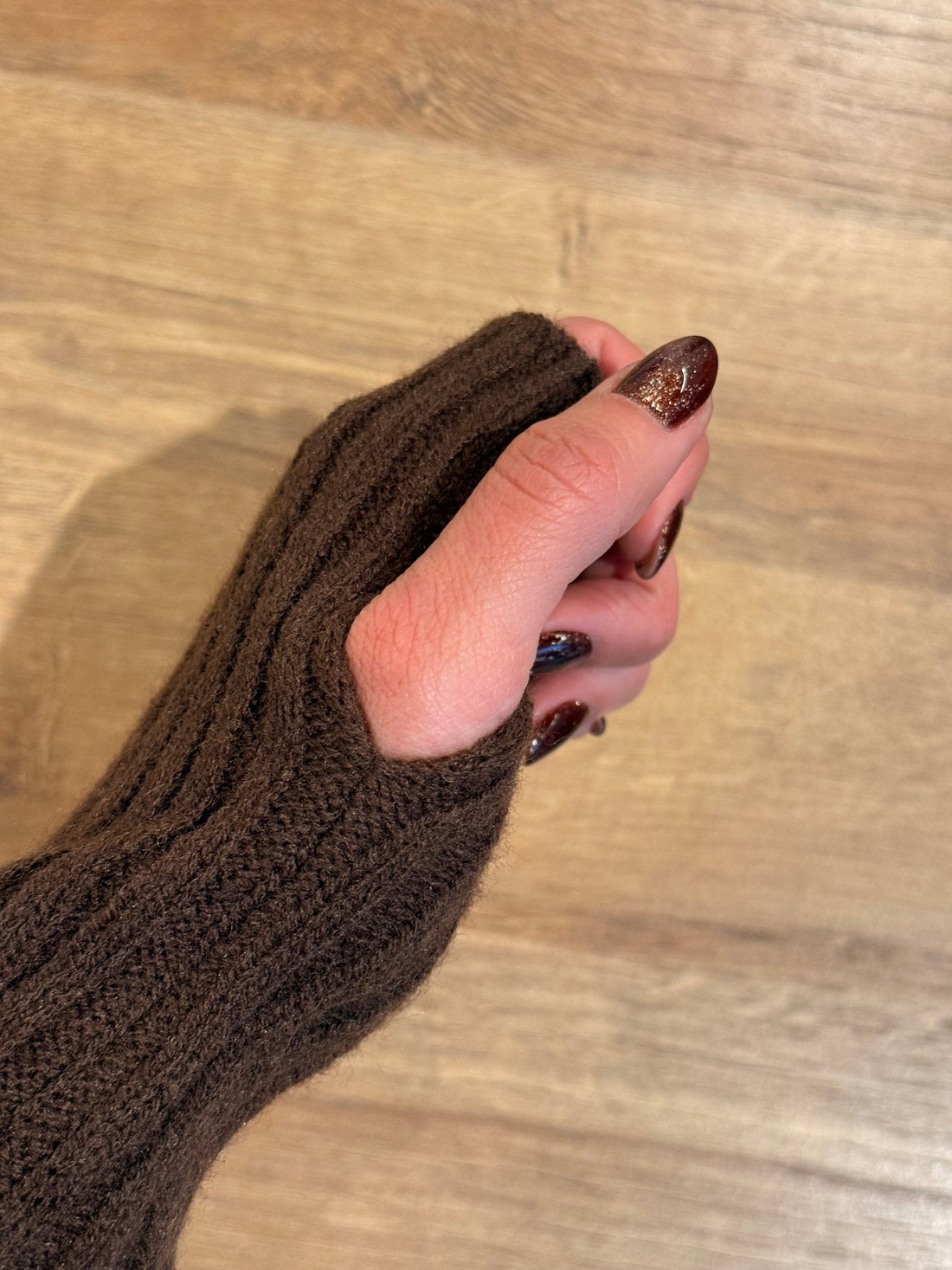 Mitaines côtelées choco - Léone