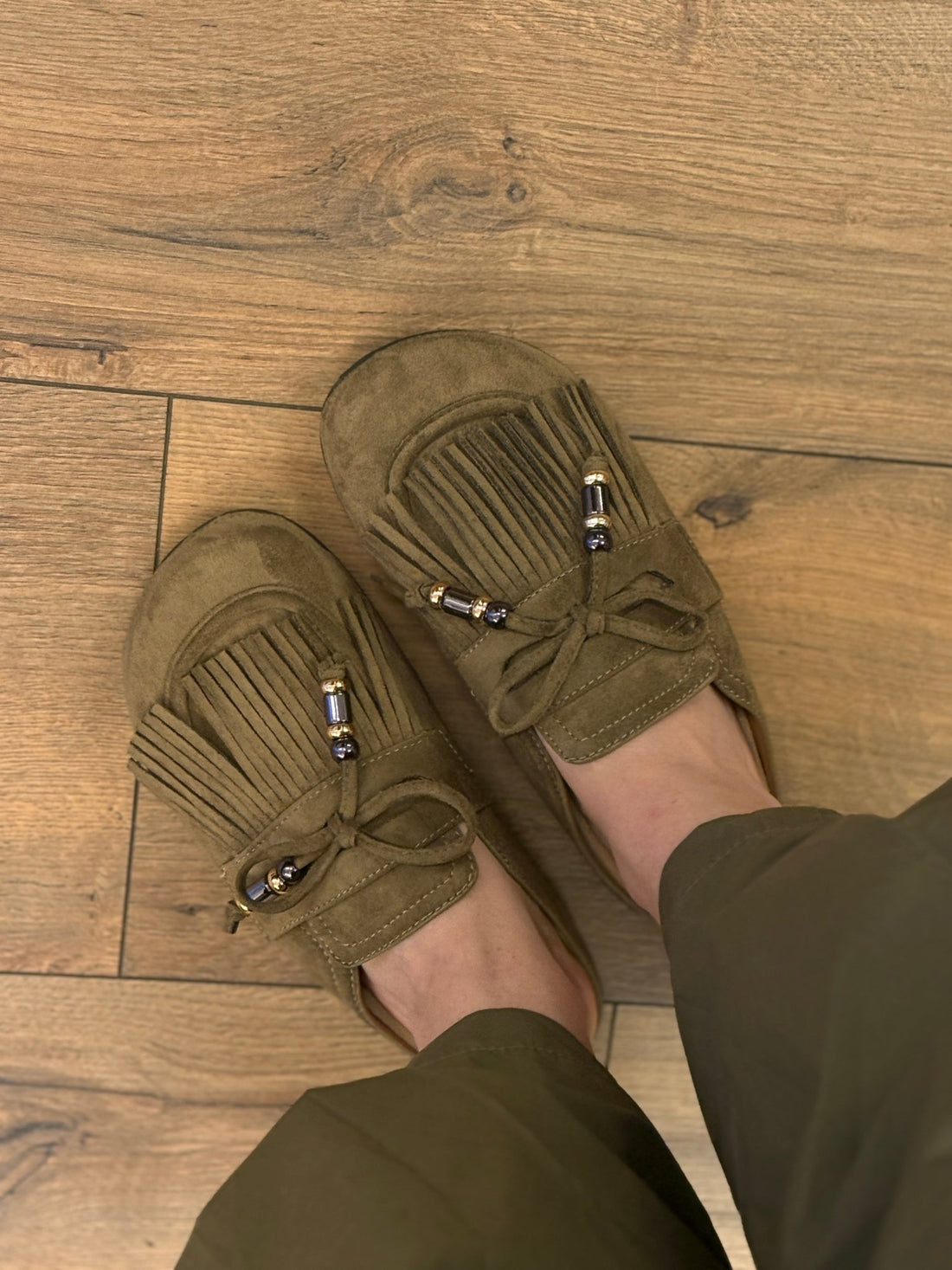 Mules à franges kaki - Léone