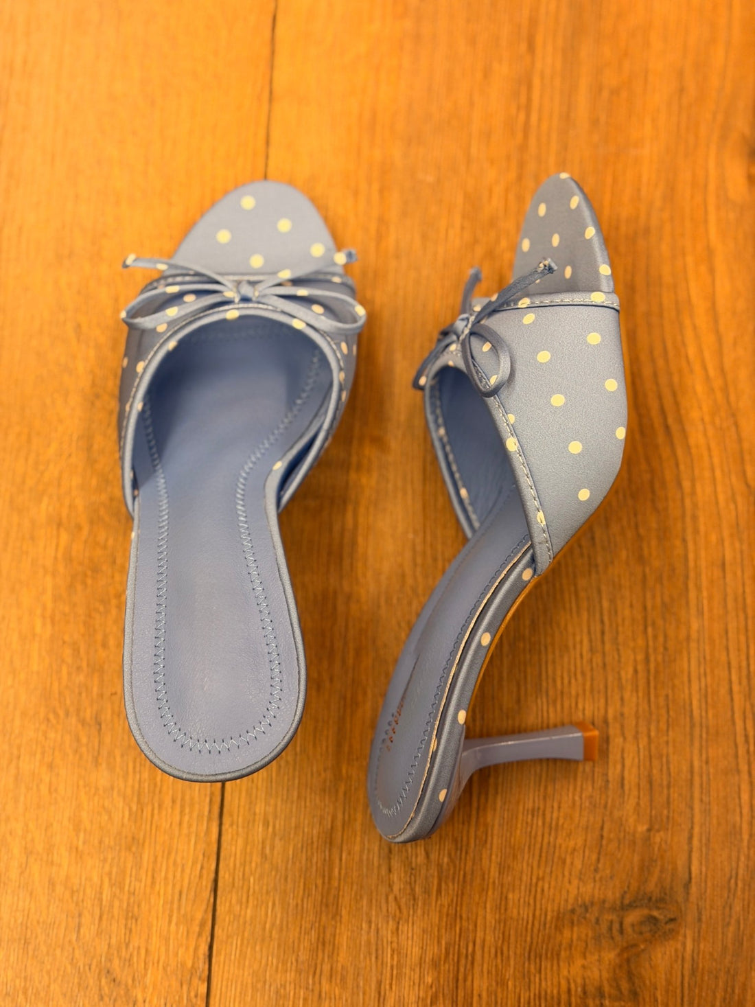 Mules à talon pois bleu - Léone