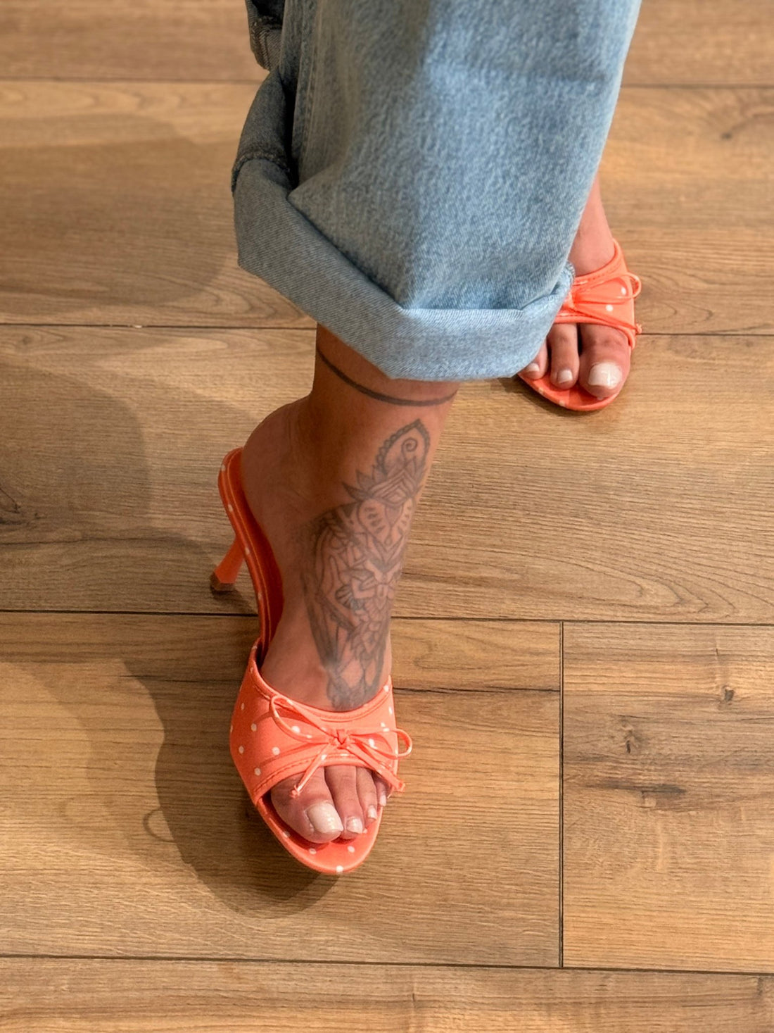 Mules a talon pois orange - Léone