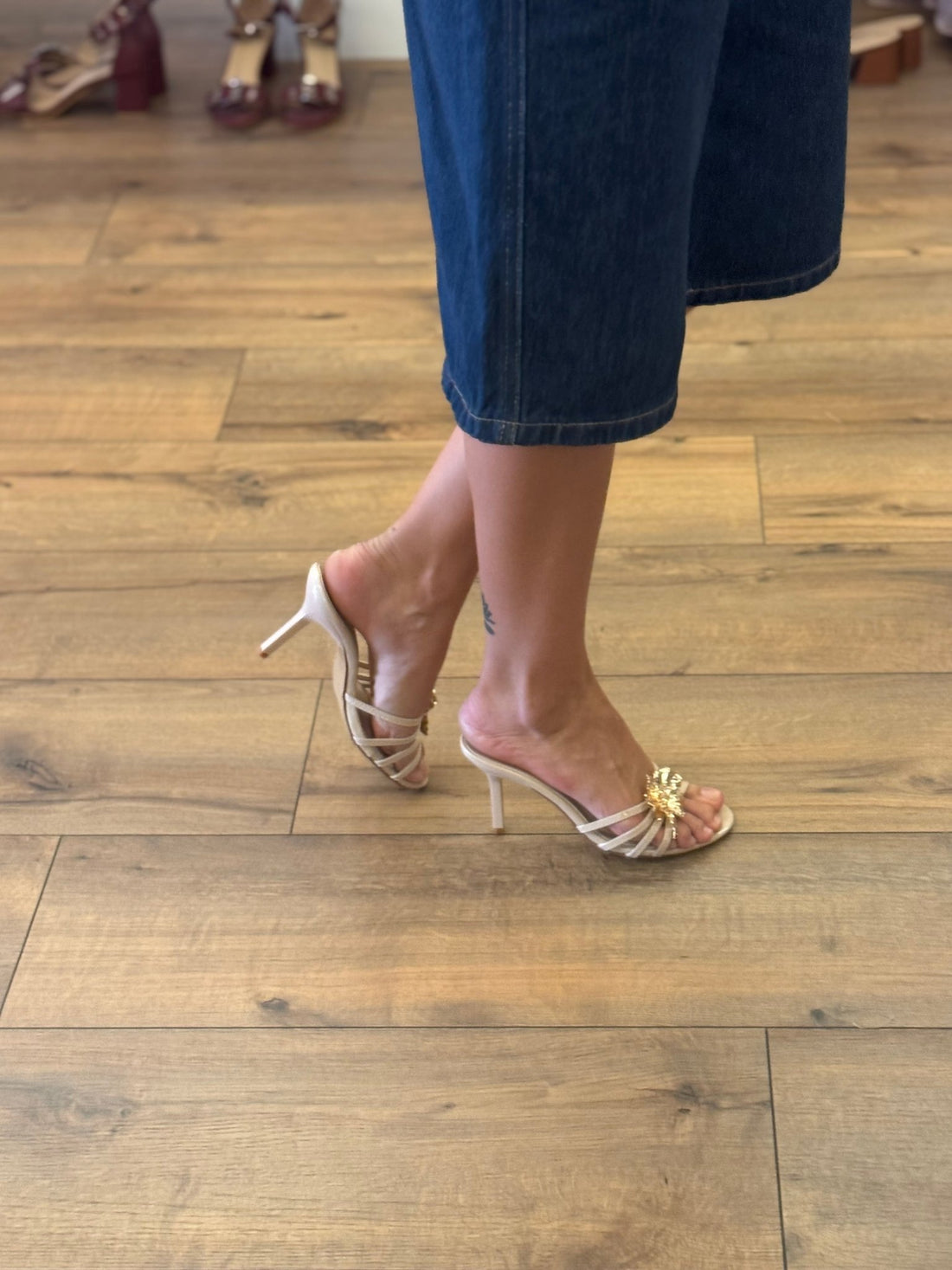 Mules à talons beiges - Léone
