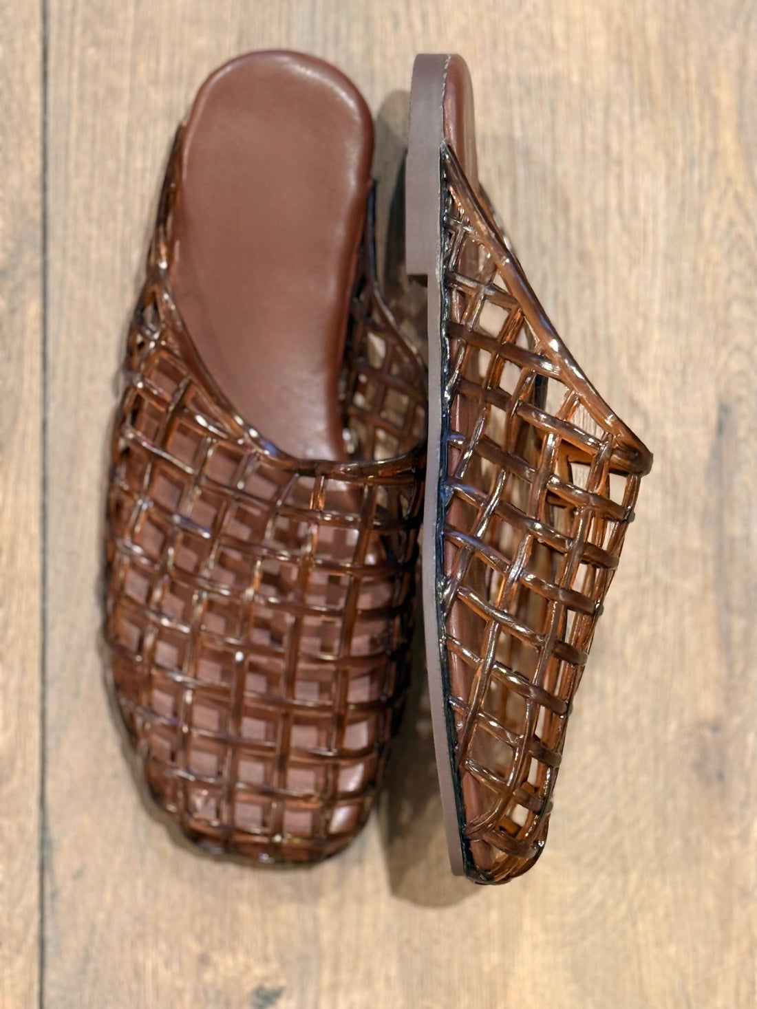 Mules ajourees en pvc marron - Léone