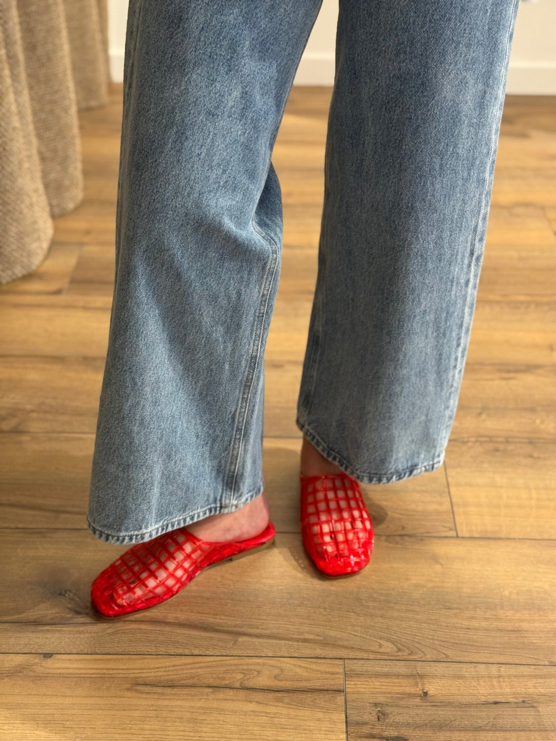 Mules ajourees en pvc rouge - Léone