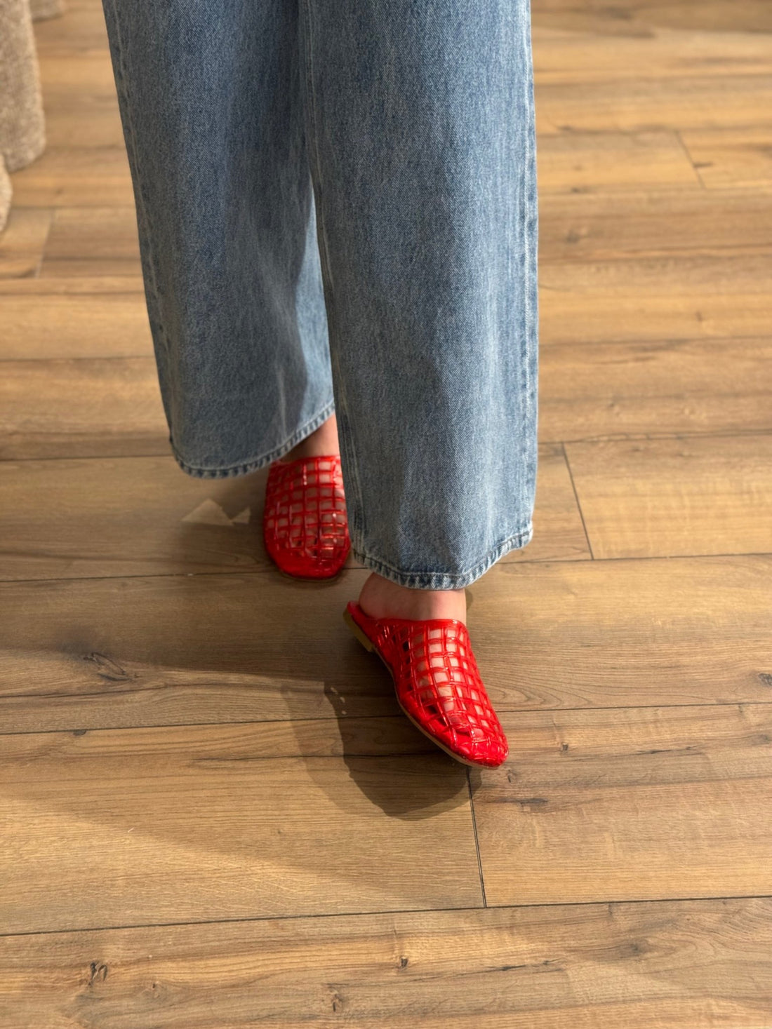 Mules ajourees en pvc rouge - Léone