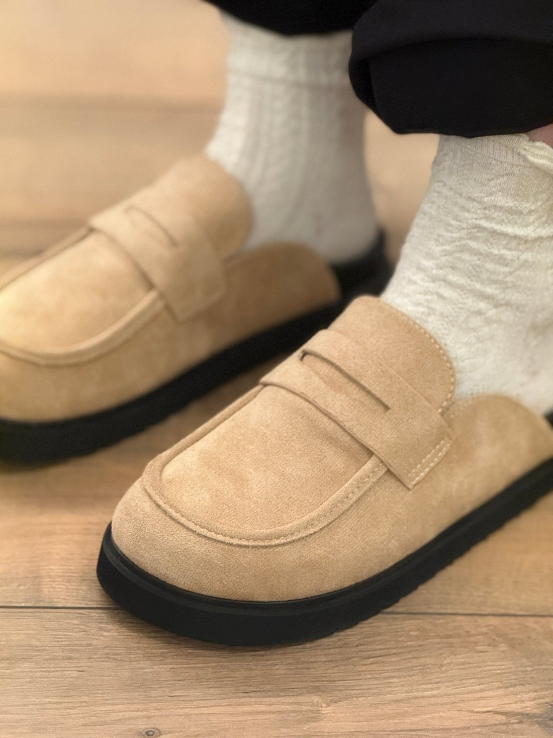 Mules en daim synthétique beige - Léone