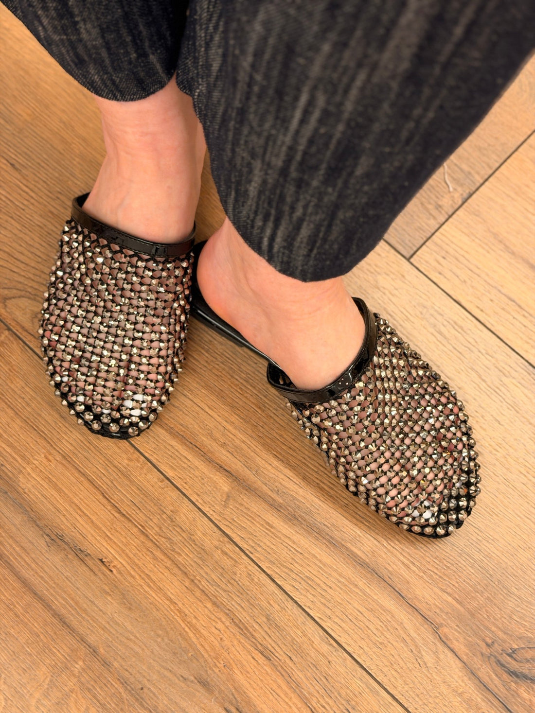 Mules en filet a strass noir - Léone