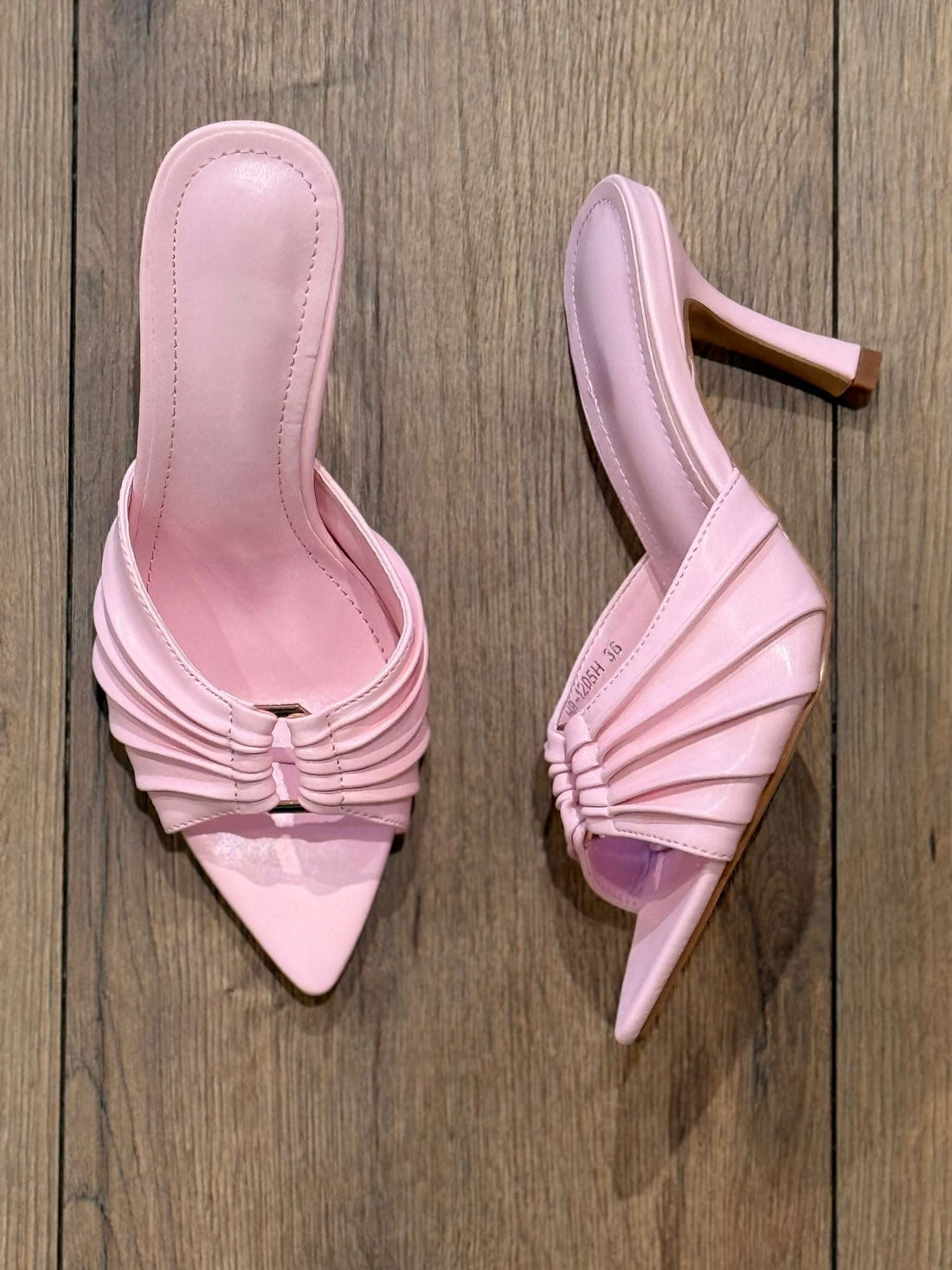 Mules froncées à talon roses - Léone