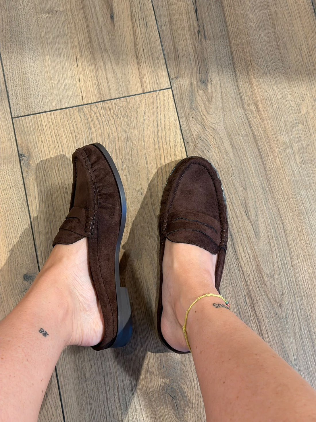 Mules mocassins daim marron - Léone