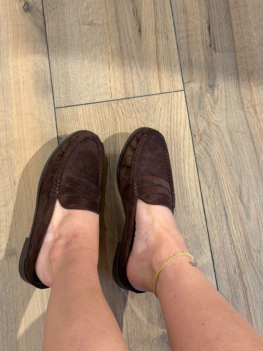 Mules mocassins daim marron - Léone