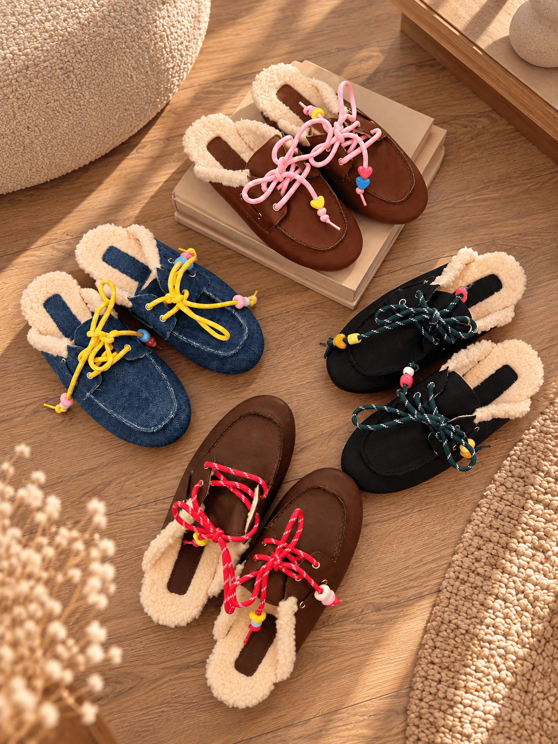 Mules mocassins lacets jeans - Léone